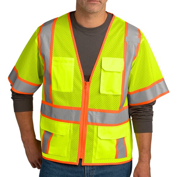 Ansi 107 Class 3 Surveyor Mesh Zippered Two Tone Short Sleeve Vest Thumbnail